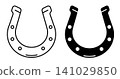 Linear icon. Horseshoe for good luck in games and business. Simple black and white icon isolated on a white background 141029850