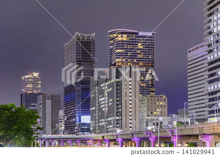 大阪夜景:大阪府大阪市,阪神高速公路沿堂島川,中之島 大阪夜景:大阪府大阪市,阪神高速公路沿堂島川,中之島 141029941