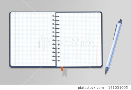 Minimalist Open Notebook Vector Top View with Squared Grid Pages Spiral Ring Binder and Pen for Education School Study Business Branding Design Asset Minimalist Open Notebook Vector Top View with Squared Grid Pages Spiral Ring Binder and Pen for Education School Study Business Branding Design Asset 141031005