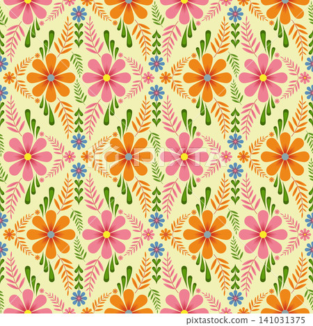 Hand drawn abstract floral pastel pattern. floral style, Aztec, flower background design for wallpaper, card, template, print, vector, illustration, minimal abstract 141031375
