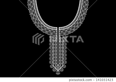 Necklace ethnic pattern. Neckline embroidery. Ethnic collar lace oriental pattern. Neckline floral designs for dress, textile, fabric, cloth, fashion, print Necklace ethnic pattern. Neckline embroidery. Ethnic collar lace oriental pattern. Neckline floral designs for dress, textile, fabric, cloth, fashion, print 141031423