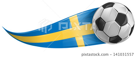 Sweden flag with soccer ball with speed effect. Vector illustration Sweden flag with soccer ball with speed effect. Vector illustration 141031557