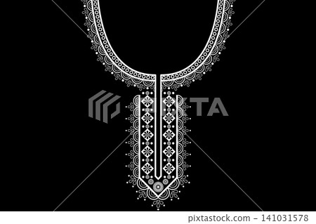 Necklace ethnic pattern. Neckline embroidery. Ethnic collar lace oriental pattern. Neckline floral designs for dress, textile, fabric, cloth, fashion, print Necklace ethnic pattern. Neckline embroidery. Ethnic collar lace oriental pattern. Neckline floral designs for dress, textile, fabric, cloth, fashion, print 141031578