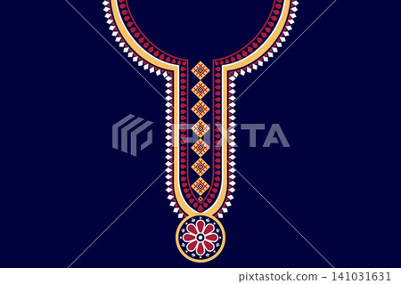 Necklace ethnic pattern. Neckline embroidery. Ethnic collar lace oriental pattern. Neckline floral designs for dress, textile, fabric, cloth, fashion, print Necklace ethnic pattern. Neckline embroidery. Ethnic collar lace oriental pattern. Neckline floral designs for dress, textile, fabric, cloth, fashion, print 141031631