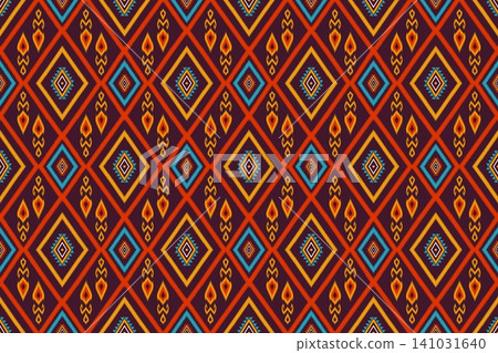 Seamless ikat oriental design pattern. ikat geometric ethnic pattern. ikat pattern design for clothing, textile, wrapping, background, wallpaper, carpet, embroidery, print, vector, illustration design Seamless ikat oriental design pattern. ikat geometric ethnic pattern. ikat pattern design for clothing, textile, wrapping, background, wallpaper, carpet, embroidery, print, vector, illustration design 141031640