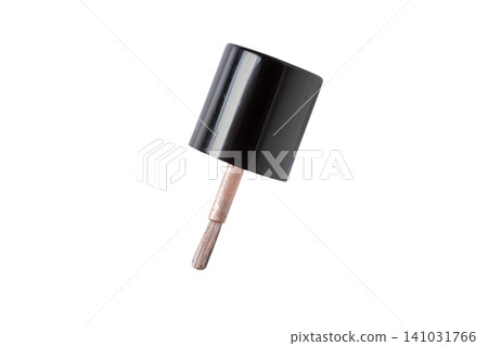 Nail polish brush with pearlescent nude lacquer isolated on white 141031766