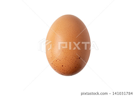 Light brown speckled chicken egg isolated on white side view Light brown speckled chicken egg isolated on white side view 141031784