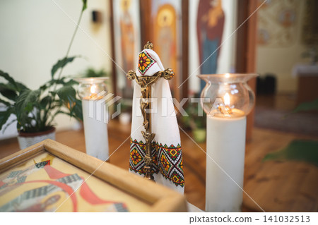 church accessories for the priest's service are made of gold church accessories for the priest's service are made of gold 141032513