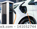 Electric delivery van with electric vehicles charging station. 141032744