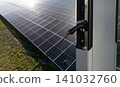 Electric vehicles charging station that takes energy from solar panels. Close up. 141032760