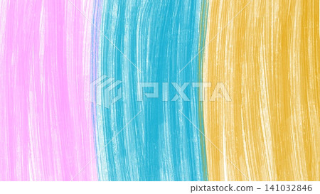 Colorful hand-drawn brushstroke background in pink, blue, and yellow. Colorful hand-drawn brushstroke background in pink, blue, and yellow. 141032846
