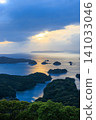 The sea around Kujukushima Islands as seen from Tenkaiho in Nagasaki Prefecture, where the reflection of the setting sun is beautiful in spring. The sea around Kujukushima Islands as seen from Tenkaiho in Nagasaki Prefecture, where the reflection of the setting sun is beautiful in spring. 141033046