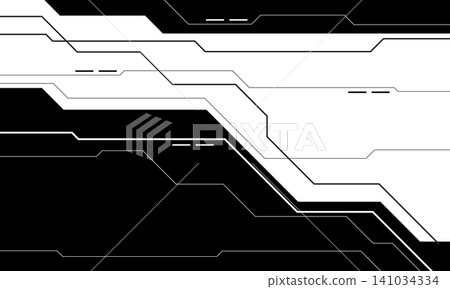 Abstract black circuit board technology connected lines electronics elements computer motherboard chip processor semiconductor digital on white background vector 141034334