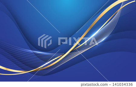 Abstract gold line curve geometric on blue background design modern technology futuristic creative vector Abstract gold line curve geometric on blue background design modern technology futuristic creative vector 141034336