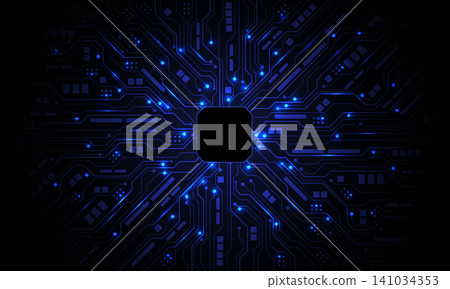 Abstract blue circuit board technology connected lines electronics elements computer motherboard chip processor semiconductor digital background vector Abstract blue circuit board technology connected lines electronics elements computer motherboard chip processor semiconductor digital background vector 141034353