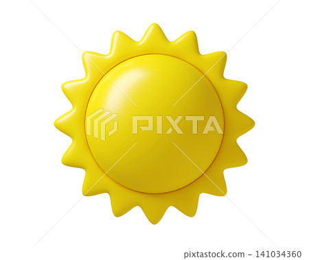 3D Sun icon in yellow smooth plastic texture, isolated on background. Symbol for child design, weather forecast, meteorology. 3d render 3D Sun icon in yellow smooth plastic texture, isolated on background. Symbol for child design, weather forecast, meteorology. 3d render 141034360