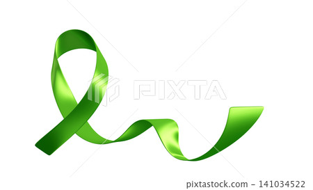 Green awareness ribbon, isolated on background. Ribbon symbol for cancer awareness, Glaucoma cancer, lymphoma, Scoliosis Awareness, Liver Cancer, Gallbladder and Bile Duct Cancer Awareness concepts. Green awareness ribbon, isolated on background. Ribbon symbol for cancer awareness, Glaucoma cancer, lymphoma, Scoliosis Awareness, Liver Cancer, Gallbladder and Bile Duct Cancer Awareness concepts. 141034522