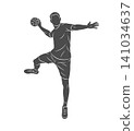 Handball player man are throws the ball 141034637