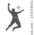 Football soccer player man in action kicks a ball isolated white background 141034642