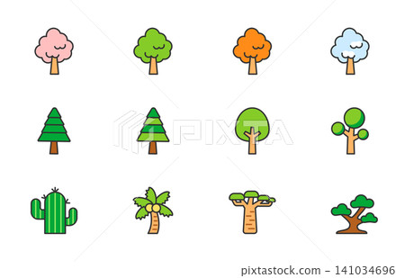 A set of various tree icon illustrations A set of various tree icon illustrations 141034696