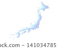 Illustration of a map of Japan: Blue horizontal stripes 141034785