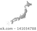 Illustration of a map of Japan: Black horizontal stripes 141034788