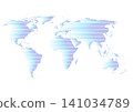 World map illustration: Blue horizontal stripes 141034789