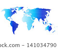 World map illustration: Blue gradient stripes 141034790