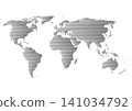 World map illustration: Black horizontal stripes 141034792