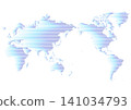 World map (centered on Japan) illustration: Blue horizontal stripes 141034793