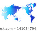 World map (centered on Japan) illustration: Blue gradient stripes 141034794