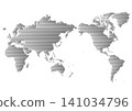 World map (centered on Japan) illustration: Black horizontal stripes 141034796