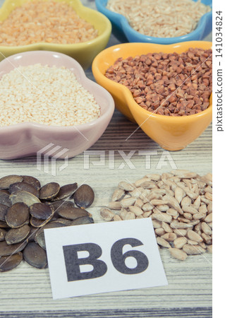 Healthy ingredients containing vitamin B6 and minerals. Nutritious eating Healthy ingredients containing vitamin B6 and minerals. Nutritious eating 141034824
