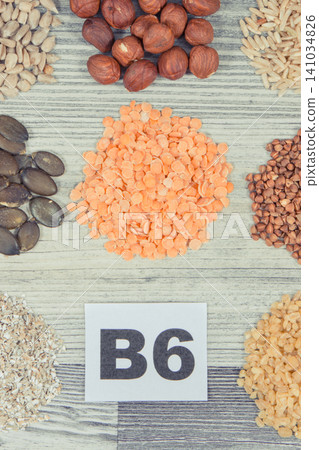 Healthy nutritious food containing vitamin B6 and other minerals Healthy nutritious food containing vitamin B6 and other minerals 141034826