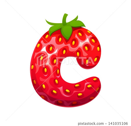 Cartoon strawberry, farm red berry kids ABC font type, typeset letter C. Forest strawberry type font symbol, ripe berry typeset vector letter. Garden fruit English alphabet character Cartoon strawberry, farm red berry kids ABC font type, typeset letter C. Forest strawberry type font symbol, ripe berry typeset vector letter. Garden fruit English alphabet character 141035106