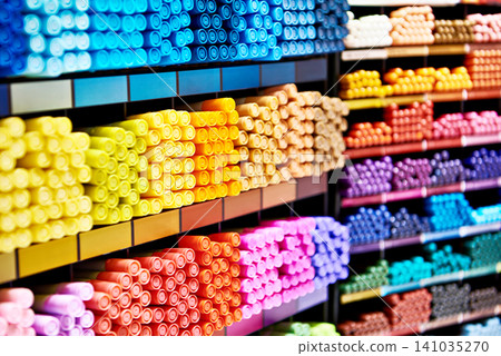 Markers and pencils in store Markers and pencils in store 141035270