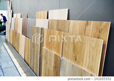 Samples of wooden panels in store Samples of wooden panels in store 141035352