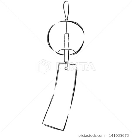 An illustration (line drawing) of wind chimes swaying in the breeze. An illustration (line drawing) of wind chimes swaying in the breeze. 141035673