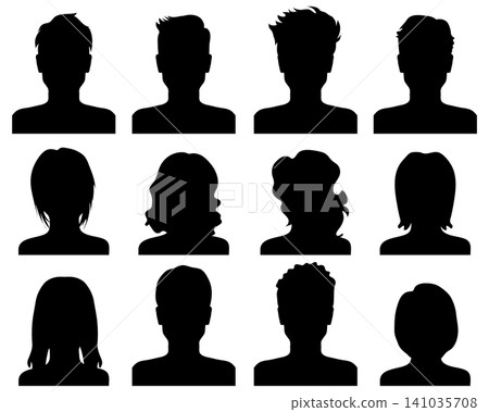 Human avatar silhouettes, isolated design elements for social media accounts Human avatar silhouettes, isolated design elements for social media accounts 141035708
