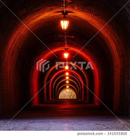 Meiji Tunnel on the Old Tokaido Road in Utsunoya, Shizuoka, Japan Meiji Tunnel on the Old Tokaido Road in Utsunoya, Shizuoka, Japan 141035808
