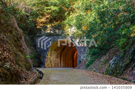 Meiji Tunnel on the Old Tokaido Road in Utsunoya, Shizuoka, Japan 141035809