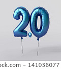 Celebration balloons with numbers in blue color for party decor and festive event display 141036077