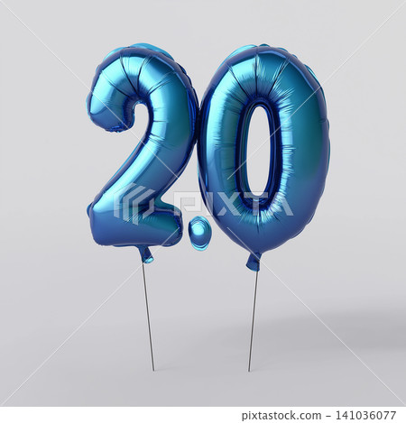 Celebration balloons with numbers in blue color for party decor and festive event display Celebration balloons with numbers in blue color for party decor and festive event display 141036077