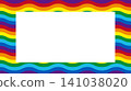 Rainbow-colored wavy line vector frame background illustration material 141038020