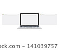 laptop screen mockup with multiple blank browser windows layout 141039757