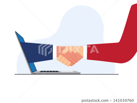 online business agreement illustration with a laptop and handshake 141039760