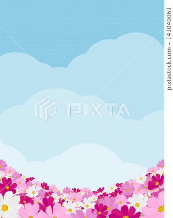 Cosmos flowers and blue sky landscape - background/frame material (vertical orientation) Cosmos flowers and blue sky landscape - background/frame material (vertical orientation) 141040061