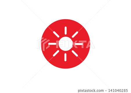 Red Sun Icon Button Representing Brightness, Solar Energy, Weather Symbol, UI Control, Flat Graphic Emblem Red Sun Icon Button Representing Brightness, Solar Energy, Weather Symbol, UI Control, Flat Graphic Emblem 141040285