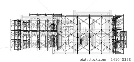 3D illustration of building and construction 3D illustration of building and construction 141040358