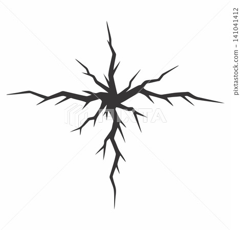 An abstract vector illustration featuring cracks in the ground or a concrete surface with a dramatic branching pattern. An abstract vector illustration featuring cracks in the ground or a concrete surface with a dramatic branching pattern. 141041412